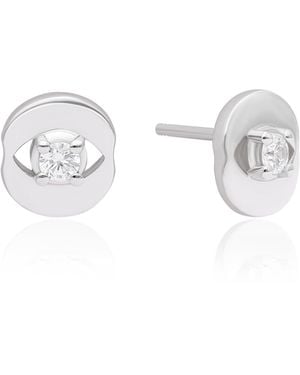 The Jewelz Evil Eye Solitaire Cz Stud Earrings - White