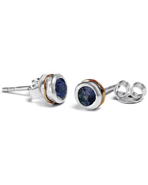 Isla Silver Handmade Sterling Sapphire Stud Earrings - Blue