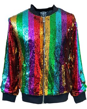Any Old Iron Rainbow Bomber Jacket - Blue