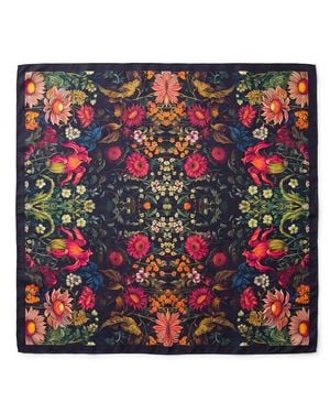 Janara Jones Floral Garden Satin Twill Scarf - Red