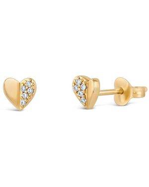 Dinny Hall Folded Heart Lab-Created Diamond Studs - Metallic