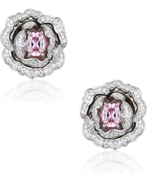 Santinni 'Marchioness' Flower-Motif Earrings With Crystal - Metallic
