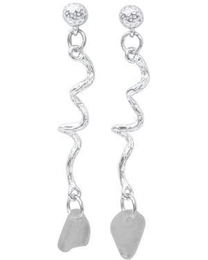 Glassy Skum Swirl Earrings - White