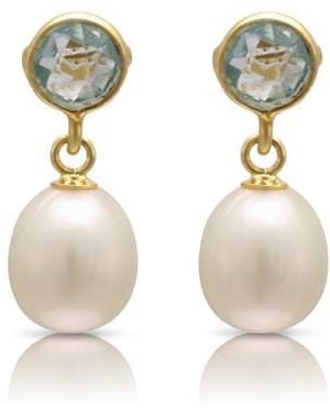 Pearls of the Orient Online Clara Topaz & Cultured Freshwater Pearls Drop Earrings - Metallic