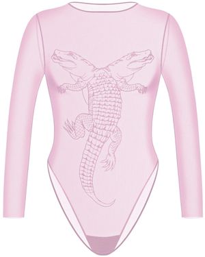 Zhilyova Alligator Long Sleeve Bodysuit - Pink