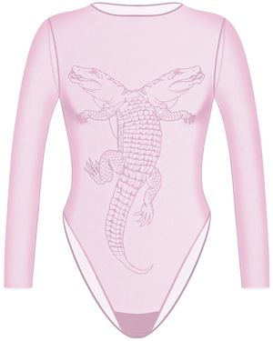 Zhilyova Alligator Long Sleeve Bodysuit - Pink