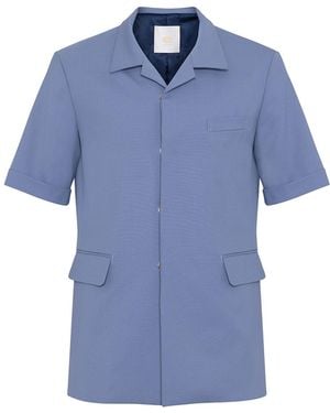 Ayana Designs Short Sleeve Tailored Shirt Jacket - Blue