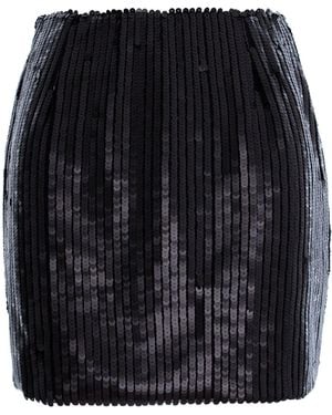 concept A trois Short Sequined Skirt With Zipper - Black