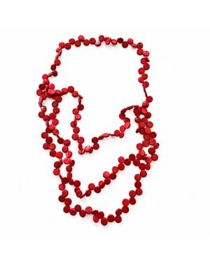 Bellus Domina Fuchsia Wooden Bead Necklace - Red