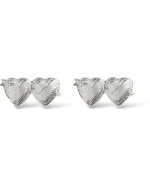 Déclarer Double Heart Stud - Metallic