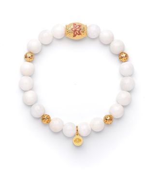 Seven Saints Illumination And Creativity Lotus Beaded Moonstone Bracelet - Metallic