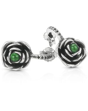 Unaloe Sterling Rose Drop Earrings With Emerald – Earrings For – Jewelry For - Green