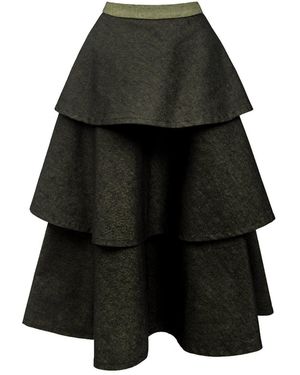 Van Brussel Juno Denim Tiered Skirt - Black