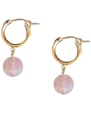 Herself Collections Bella Rose Quartz Hoop Earrings - Metallic