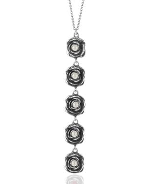 Unaloe Five Natural Pearl Rose Necklace - Metallic