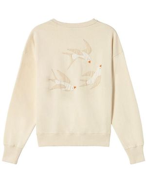 Thinking Mu Hand Embroidered Bird Jodie Sweatshirt - White