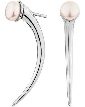 SALLY SKOUFIS Moon Shadow Earrings With Natural Pearl - White