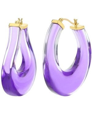 Gold & Honey Medium Twisted Horseshoe Lucite Hoops - Purple
