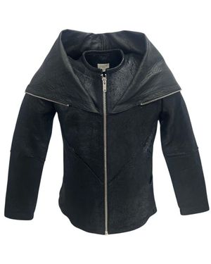 Zasta Studio The Priestess Leather Jacket With Hoodie - Blue