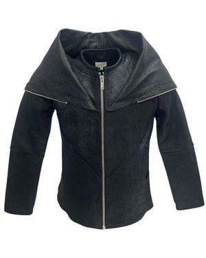 Zasta Studio The Priestess Leather Jacket With Hoodie - Blue
