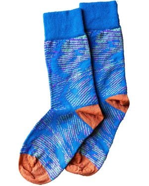 Essien & Emre Pavo Pattern Wool Socks - Blue