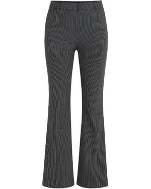 Conquista Mid Rise Straight Striped Trousers - Grey