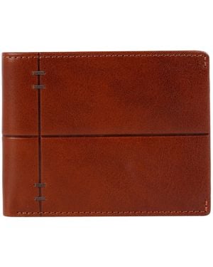 Time Resistance Cognac Leather Bifold Wallet - Brown
