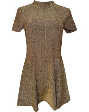 Any Old Iron Shiny Short Mini Dress - Metallic