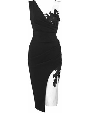 ALINA CERNĂTESCU Donatella Midi Dress With Drapery And Embroidered Tulle Details - Black