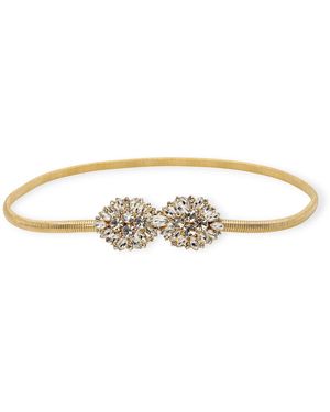 DAMAPREZIOSA Victoria Stretchy Golden Metal Mesh Belt With Jewelled Buckle - Metallic