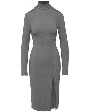 Mandragora Elegant Fitted Viscose Knee-Length Dress – Laurell - Gray