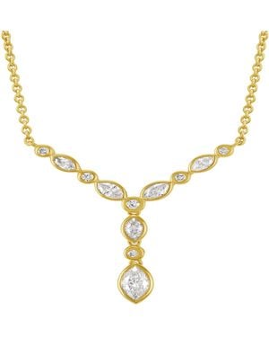 Artisan 14K Diamond Marquise Station Y Necklace - Metallic