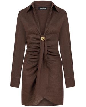 Nocturne Mini Dress With Accessory Detail - Brown