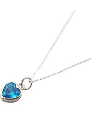 Sophelia Mini Heart Aquamarine March Birthstone Necklace - Blue