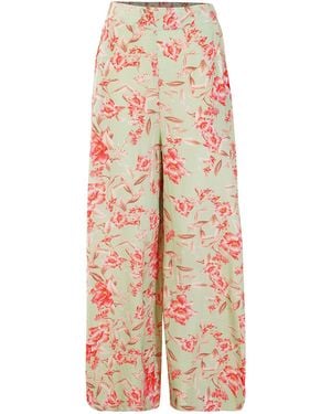 Raishma Floral Printed Viscose Crepe Trousers - Green