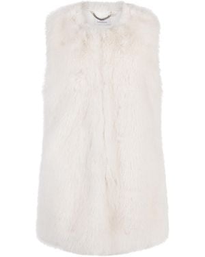 ISSY LONDON Neutrals Evie Sleeveless Gilet Vegan Luxe Faux Fur Cream - White