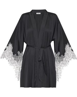 Avenue 8 Lace Detailed Mini Robe - Black