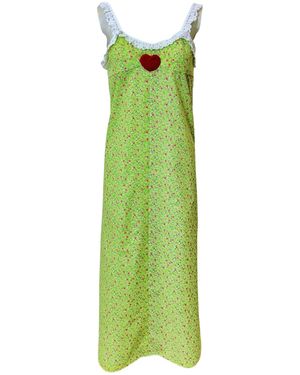 Couture to Your Door Pastel Floral Slip Dress With Lace - Green