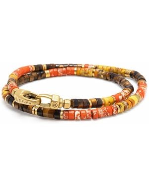 Nialaya Jasper & Tiger Eye Heishi Wrap Bracelet - Brown