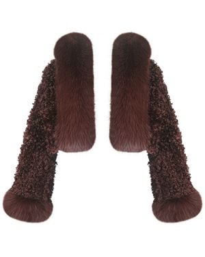 Miss Circle New York Kali Mahogany Cropped Vegan Shearling Fur Jacket - Brown