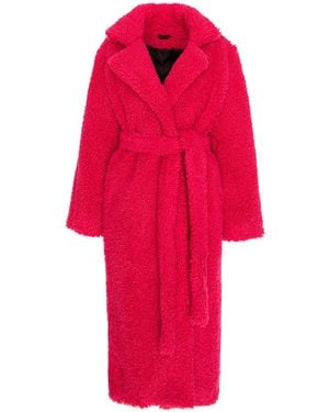 concept A trois Organic Fur Coat – Fuchsia - Red