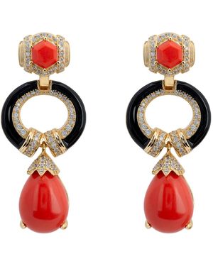 LÁTELITA London Clara Bow Coral & Enamel Drop Earrings - Red