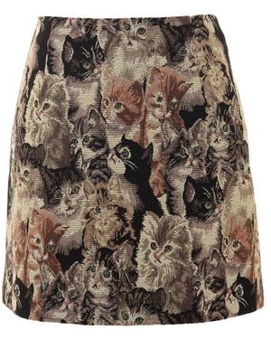 Louche Aubin Pussy Galore Jacquard Mini Skirt - Brown
