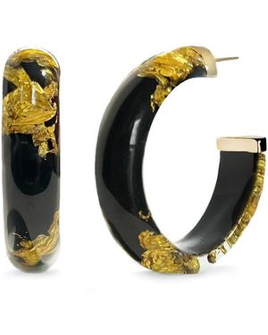 Gold & Honey Leaf Hoops - Black