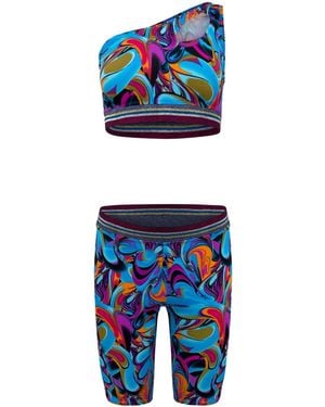 Maui X Lolita Senna Two-Piece Workout Shorts Set - Blue