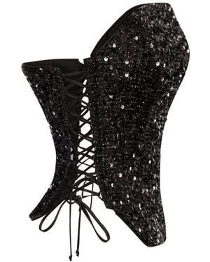 Elsava Nox Sequin Corset - Black