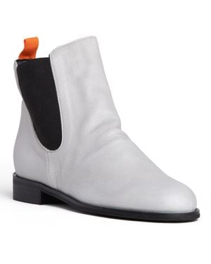 Beautiisoles by Robyn Shreiber Made in Italy Neutrals Reba Off- Leather Flat Chelsea Ankle Bootie - White