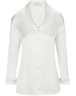 Farinaz Neutrals Pleated Tunic Blouse - White