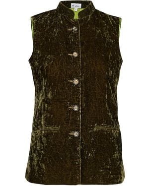 At Last Short Silk Velvet Waistcoat - Green