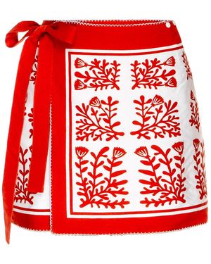 Jessie Zhao New York Swim Cover Up Skirt- Coral - Red